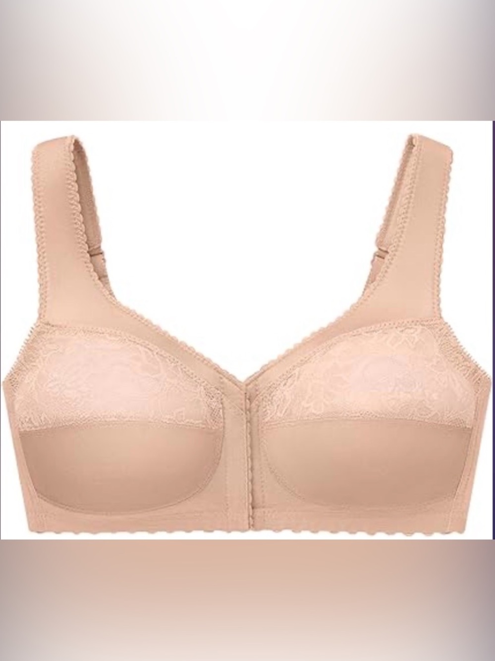 Glamorise Beige Lace-Detail Comfort Bra